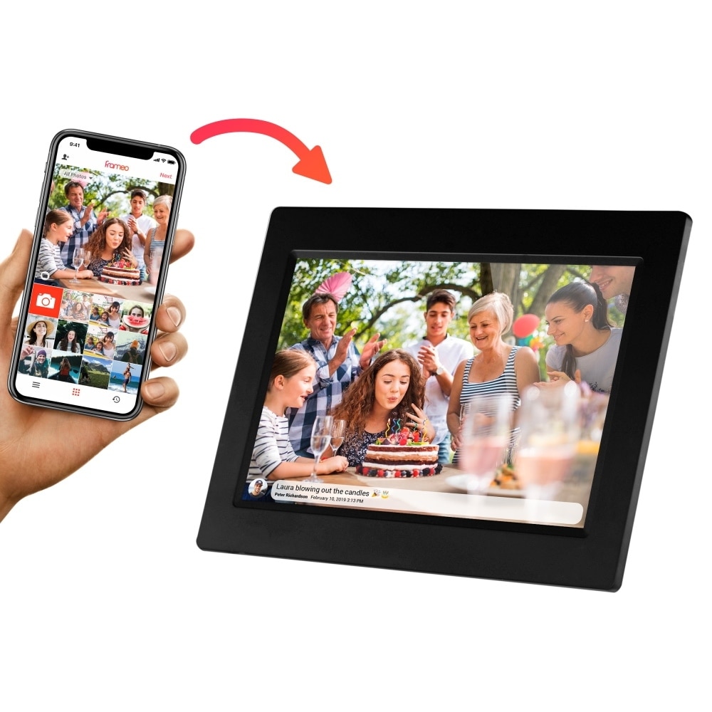 OHYGGE Digital Picture Frame WiFi 10.1 Inch Screen Touch Display USB 16GB 1280HD Auto Rotate Motion Sensor,Digital Photo Frame with APP for Parents Gifts